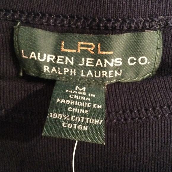 New LRL Lauren Jeans Navy Blue boat neck T -Shirt M - Picture 5 of 5